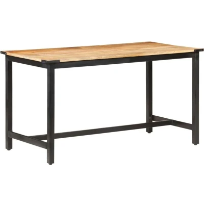 Image of vidaXL Dining Table 140x70x76 cm Solid Rough Mango Wood