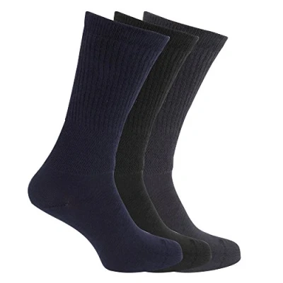 Image of Mens Extra Wide Comfort Fit Feet Diabetic Socks (3 Pairs) (UK 6 11 EURO 39 45) (Navy/ Black)