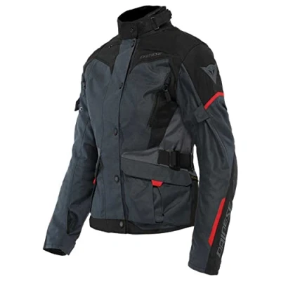 Image of Dainese Tempest 3 D Dry Lady, Women&#039;s Motorcycle Touring Jacket, Waterproof Removable Thermal Lining, Protections On Shoulders And Elbows, Ebony/Black/Red Lava, 44
