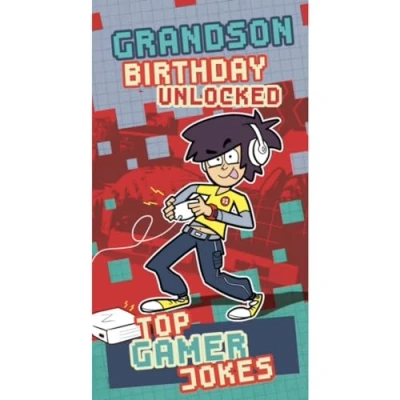 Image of Grandson Birthday Card, Funny Happy Card Grandson, Gamer Cards, Cards