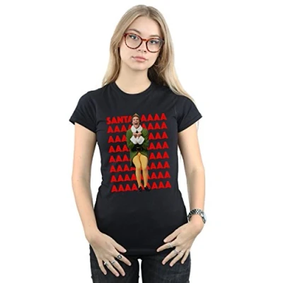 Image of Elf Women&#039;s Buddy Santa Scream T Shirt Large Black