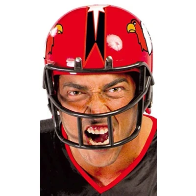 Image of FIESTAS GUIRCA Red American Football Helmet (One Size) Sports Accessory for Player Costumes Ideal Themed Parties and Celebrations Unisex Adult
