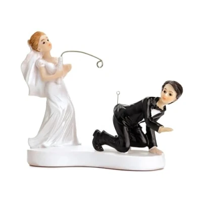 Image of Funny Bride and Groom Cake Topper, Fishing for