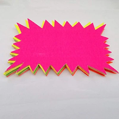 Image of 40x Medium Neon Flash Stars Fluorescent Rectangle Cards For Revision/Market Stalls