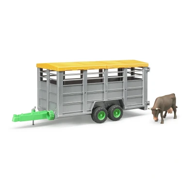 Image of Bruder Livestock trailer with 1 cow 1:16 Toys
