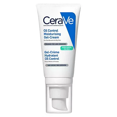 Image of CeraVe Oil Control Gel Cream Moisturiser With Absorbing Technology &amp; Ceramides For Combination and Oily Skin 52ml