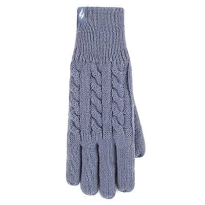 Image of Women&#039;s 1 Pair SOCKSHOP Heat Holders Willow Cable Gloves Dusky Blue S/M