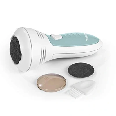 Image of VITALmaxx Callus Remover with Suction Function, No Blades Risk of Injury, 2 Attachments for Gentle &amp; Safe Use, Wireless Operation Convenience, Battery Operated [White/Turquoise]