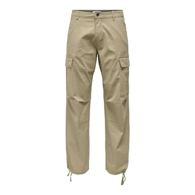 Image of ONLY &amp; SONS Men&#039;s Onsray Life 0020 Ribstop Cargo Noos Trousers, Chinchilla, 30 W/30 L