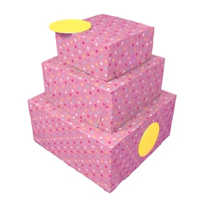 Image of UK Greetings 6 Gift Wrap Sheets &amp; Tags for Her/Friend Pink Polka Dot Design