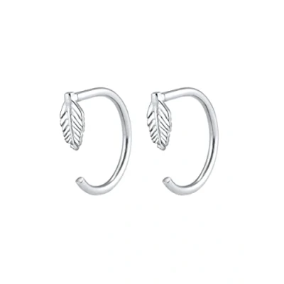 Image of Elli Women Creole Feather Boho 925 Silver Earrings 0302632717