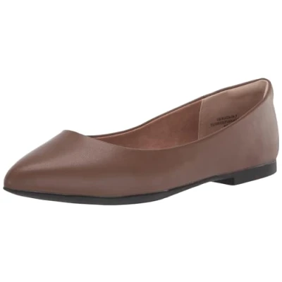 Image of Amazon Essentials Women&#039;s Pointed Toe Ballet Flat, Chocolate, 10 UK Wide