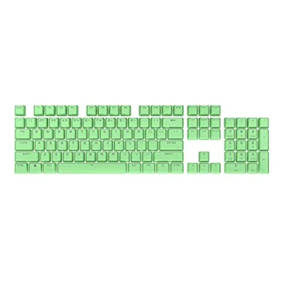 Image of Corsair PBT Double Shot PRO Keycap Mod Kit Keycaps Mint Green Standard Bottom Row Textured Surface 1.5mm Thick Walls O Ring Dampeners