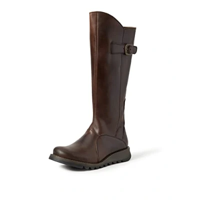 Image of Fly London Women&#039;s Mol 2 Zip up Boots, Brown Dkbrown 004, 6 UK