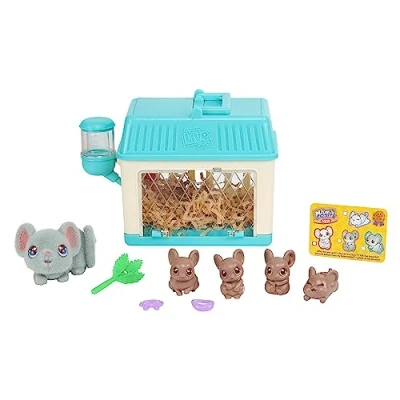 Image of Little Live Pets Mama Surprise Minis, Feed and nurture a Lil&#039; Mouse Inside their Hutch so She can be Mama, has 2, 3, or 4 Babies with Accessories to Dress Up the Babies,
