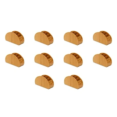Image of OSCO Bamboo Remote Organiser 10 Pack 5 Compartments Office Tidy TV Control Storage Pen Holder Makeup sorter Cosmetics Display H11.9 x W22.3 D8.2 cm