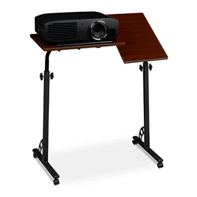 Image of Relaxdays Laptop Table, Large, Height Adjustable, 110 x 80 50 cm, Mobile Podium w/ Wheels, Lecturn, Red