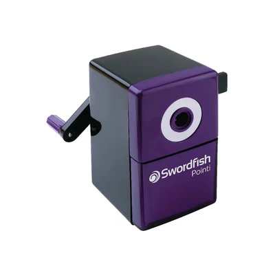 Image of Swordfish ‘Pointi’ Desktop Manual Pencil Sharpener with Helical Blade and Auto Stop Function [40235], black