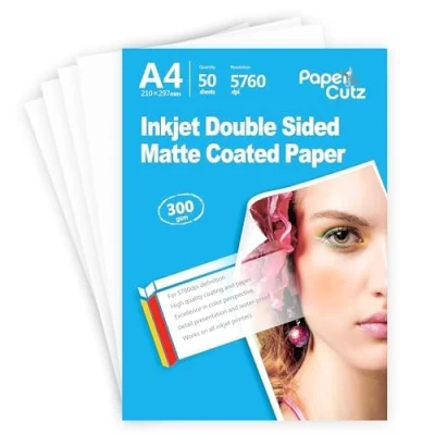 Image of Papercutz A4 Inkjet Printer Photo Paper, 200 Sheets (300 GSM), Double Side Matt Coated, Versatile Printing Universal Friendly, Paper