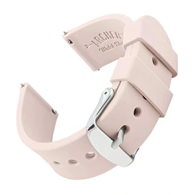 Image of Archer Watch Straps Silicone Quick Release Soft Rubber Replacement Bands (Pale Rose, 24mm)