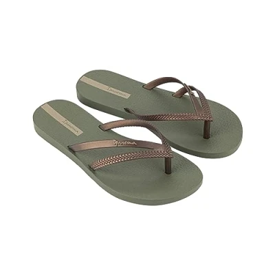 Image of Ipanema Women&#039;s BOSSA FEM Flip Flop, GREEN/BRONZE, 1/2 UK