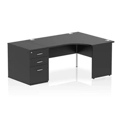 Image of Impulse 1400 RH Crescent Desk Black Top Panel End 800 High Ped