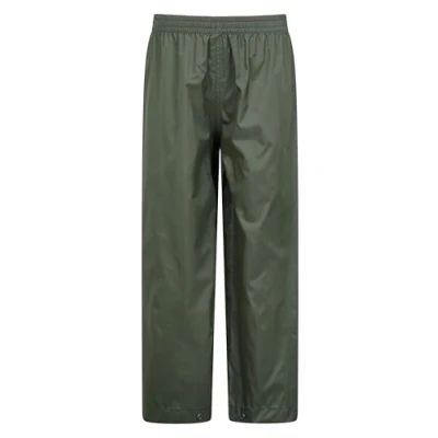 Image of Mountain Warehouse Pakka Kids Waterproof Over Trousers Taped Seams Rain Pants, Lightweight, Rip Stop Overpants, Packaway Bag for Spring Summer, Walking, Travelling Khaki Size 7 8 Years