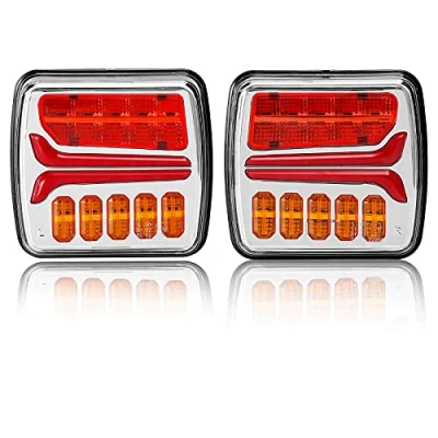 Image of D TECH 2Pcs 12V 24V Led Trailer Lights, Waterproof Tail lights,5Functions Rear Lights,ECE Approval