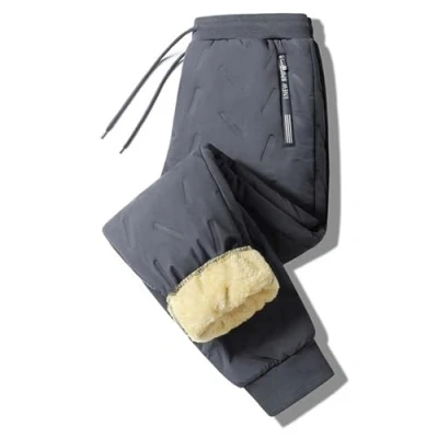 Image of YURCI Mens Winter Warm Sweatpants, Unisex Lambswool Fleece Lined Joggers, Sweatpants Men (Color : Gray Leggings, Size L)
