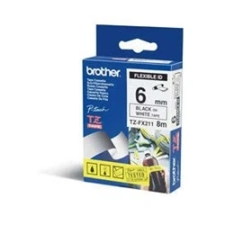 Image of Brother TZE FX211 6mm x 8m Black On White Gloss Laminated TZEFX211