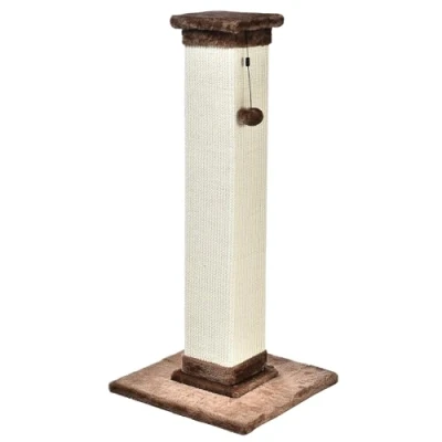 Image of Amazon Basics Large Premium Tall Cat Scratching Post 15.75’’ L x W 35.43’’ H, Brown Carpet
