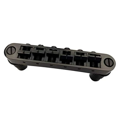 Image of Guyker Guitar Saddle Bridge Tune O Matic Bridges with Post Hole 6.3mm Replacement Compatible Gibson Les Paul LP SG EPI 6 String Electric BM003 (Black)