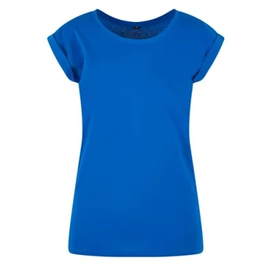 Image of Build Your Brand Women&#039;s Ladies Extended Shoulder Tee T Shirt, Bright Blue, XXXL
