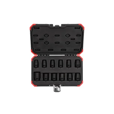 Image of GEDORE red Impact wrench socket set, 12 piece 1/2&quot;, Hex socket, AF 10 24 mm, for carmotive, R63003012
