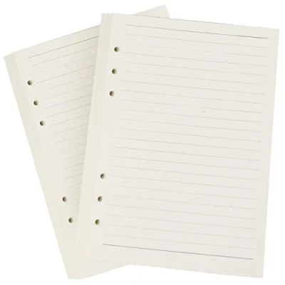 Image of A5 Filler Paper, 6 Hole Punched for Ring Binders, 8mm Ruled Loose Leaf Paper,14.2 x 21.1cm Inserts 80 Sheets/160 Lined Pages, Beige