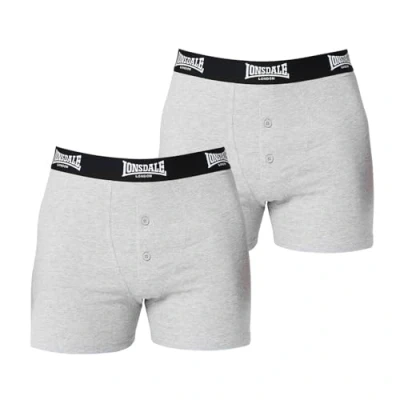 Image of Lonsdale Mens 2 Pack Boxers Grey M