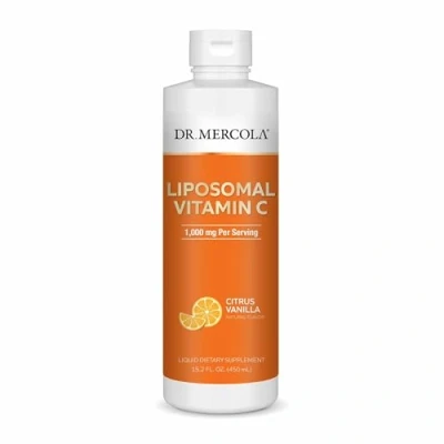 Image of Dr. Mercola Liposomal Vitamin C, 1,000 mg per Serving, Liquid Dietary Supplement, 15.2 Fl. Oz (450 mL), Citrus Vanilla Natural Flavor, Non GMO, Gluten Free, Soy Free