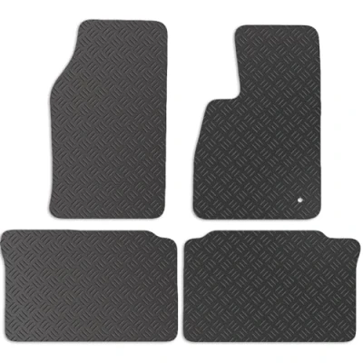 Image of Carsio Rubber Car Mats For Jeep Grand Cherokee Overland 2005 2010 Tailored Fit Floor Mat Set Complete Accessory Black Custom Fitted All Weather &amp; Heavy Duty, Anti Slip Backing with Clips
