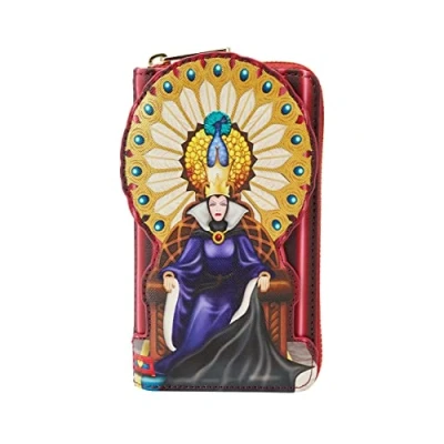 Image of Loungefly Disney Snow White Evil Queen Throne Zip Around Wallet, Multi, Zippered Wallet