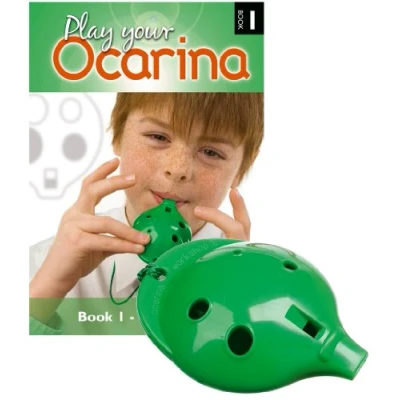 Image of Plastic Ocarina set, Green 4 hole, with Play Your Book 1