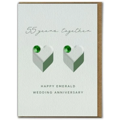 Image of Brainbox Candy Pretty Anniversary Card &#039;Emerald Wedding Anniversary&#039; 55 Years Emerald For Mum Dad Husband Wife Friends Family