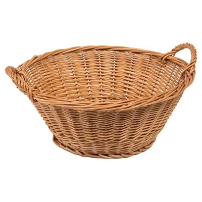 Image of Prestige Wicker Round Display Basket with Handles, Natural, 49 x 23 cm