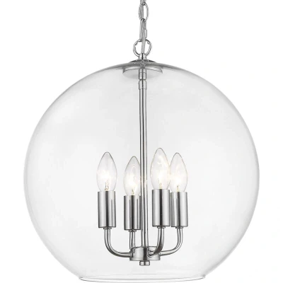Image of Prague 4 Light Dome Pendant Ceiling Silver, E14