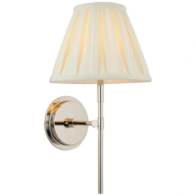 Image of Rennes &amp; Carla Wall Lamp with Shade Bright Nickel Plate Cream Fabric