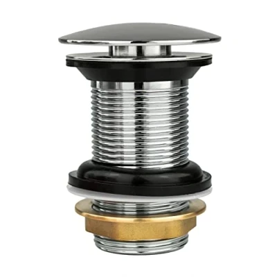 Image of Xcel Home Chrome Dome Click Clack Unslotted Basin Waste Solid Brass Construction Round Pop Up Plug Replacement Mushroom Bathroom Sink Trap Standard G 1 1/4&quot; BSP connection pc
