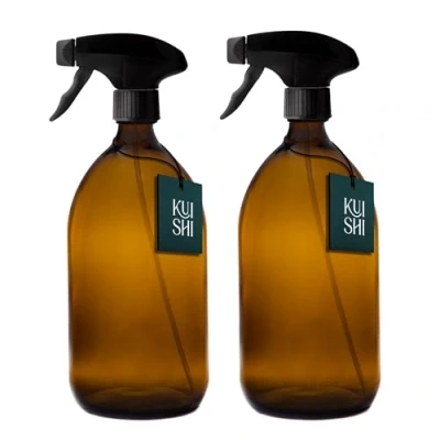 Image of Kuishi Amber Brown 1000ml Spray Bottle with Black Mister Nozzle, Stream BPA Free Materials, Suitable all Fluids, High Pressure Power Trigger, Single 1 Pack