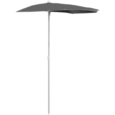 Image of vidaXL Garden Half Parasol with Pole 180x90 cm Anthracite
