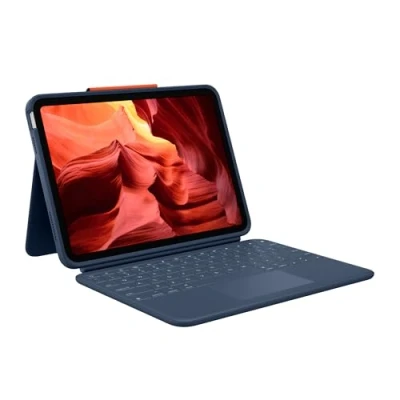 Image of Logitech Rugged Combo 4 Touch Keyboard Case with Trackpad and Smart Connector for iPad (10th generation) Classic Blue
