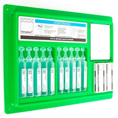 Image of Sterile Eye Wash Pod Station Wall Mountable Work First Aid Kit