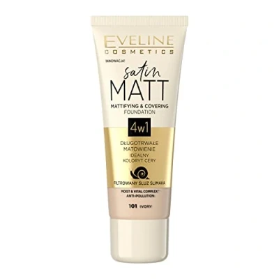 Image of Eveline Satin Matt Matting Covering Foundation 4in1 No.101 Ivory 30ml